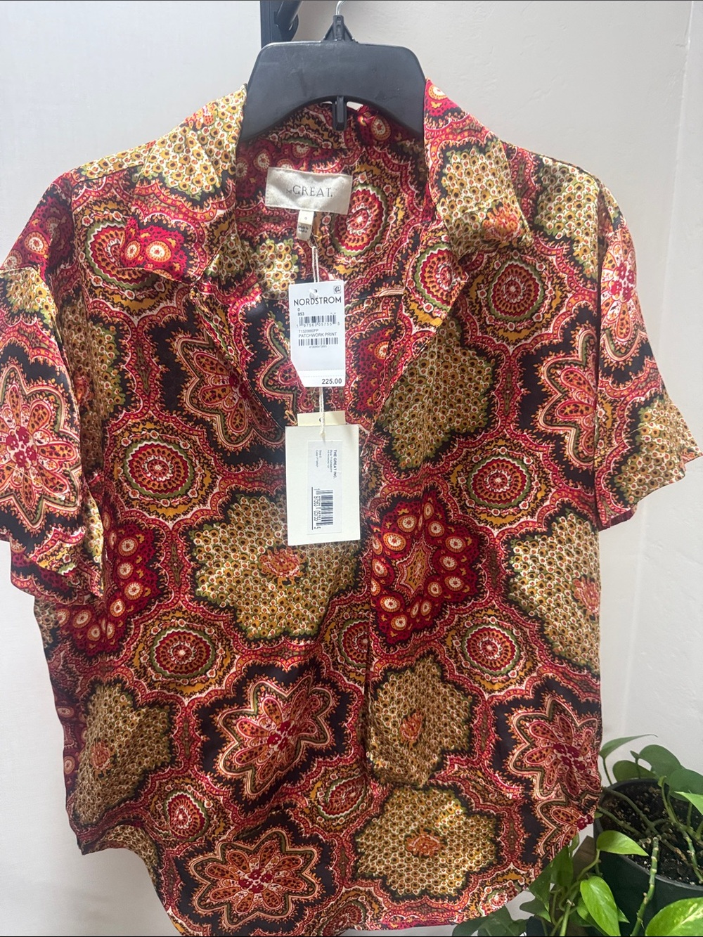 Greats Short-Sleeve Paisley Button-Down Shirt in Red, Black, Brown